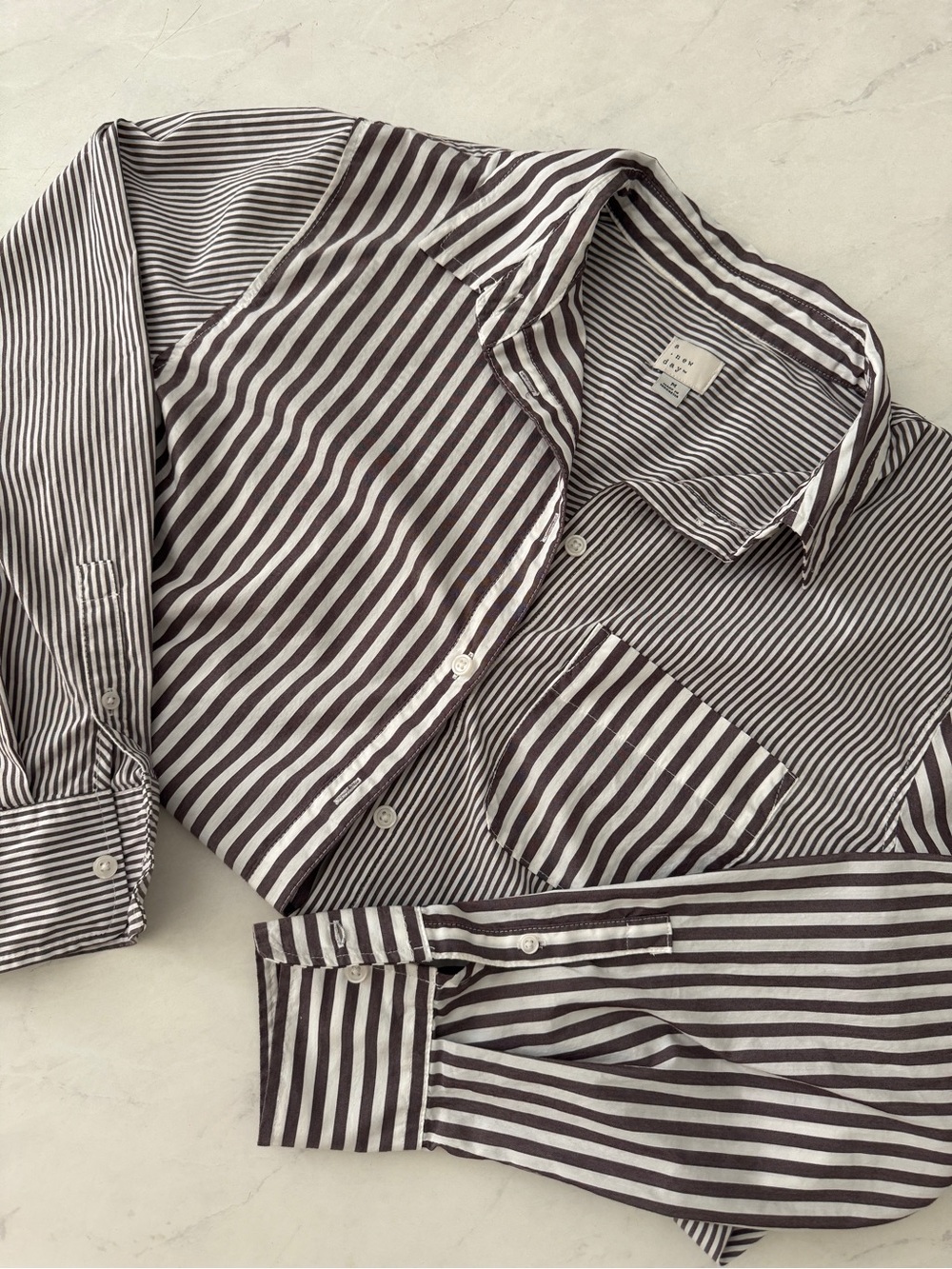 Classic Striped Long-Sleeve Women’s Boyfriend Shirt - Gray/White